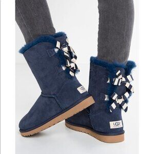 UGG navy bow boots, size 8
